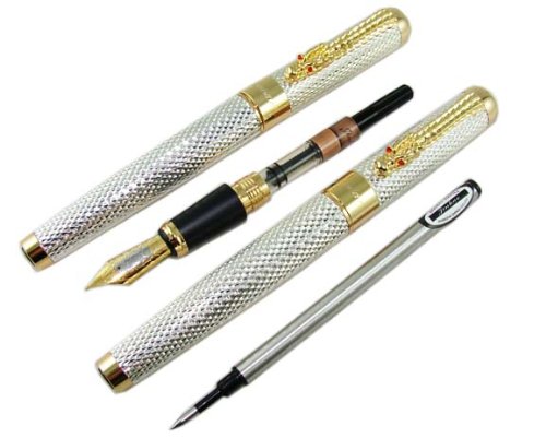 Jinhao 1200 argent pluie dragon clip stylo plume stylo roller boîte de cadeau original code EAN 0700064610640 