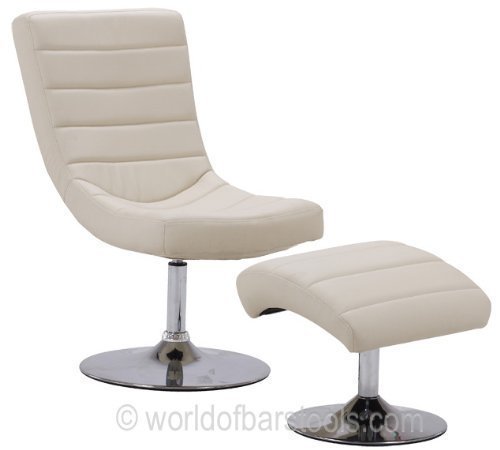 Costantino Fauteuil contemporain pivotant et repose-pieds Blanc crème 0700175762337 (0700175762337)