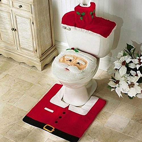 TGO Brother Wooden Beads - Décoration Noël Housse Siège WC Toilettes + Tapis + Boîte à Mouchoirs Idée Cadeau 0700254272795 (0700254272795)