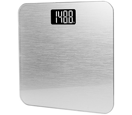Smart Weigh Balance électronique de salle de bains avec une capacité de 400lb/180kg en verre trempé avec une technologie en une étape avancée (argent) code EAN 0700358200120 
