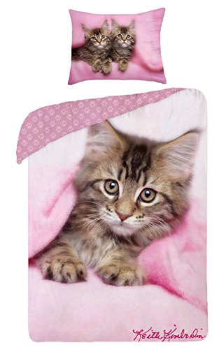 Keith Kimberlin Maxi&Mini - KEITH KIMBERLIN CHAT CHATON LINGE DE LIT PARURE HOUSSE DE COUETTE 140x200 + TAIE 70x90 IDEE DÉCO CHAMBRE ENFANT code EAN 0700371042462 