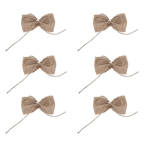6pcs Nœud Papillon en Hessian Toile de Jute Vin...