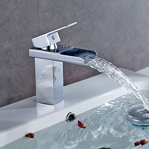 Design robinet de lavabo mitigeur d'évier cascade salle de bains chrome 0701017547761 Auralum Design robinet de lavabo mitigeur d'évier cascade salle de bains chrome 0701017547761 Auralum