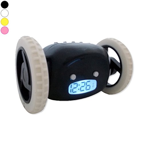 Réveil matin sur roues roulant rose