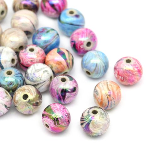 HOUSWEETY 300 Perles Acrylique Boules Multicolo...