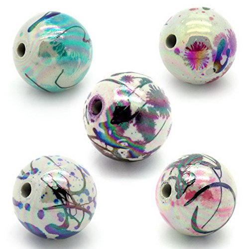 HOUSWEETY 100 Mixte Perles Acrylique Rond Pr Br...