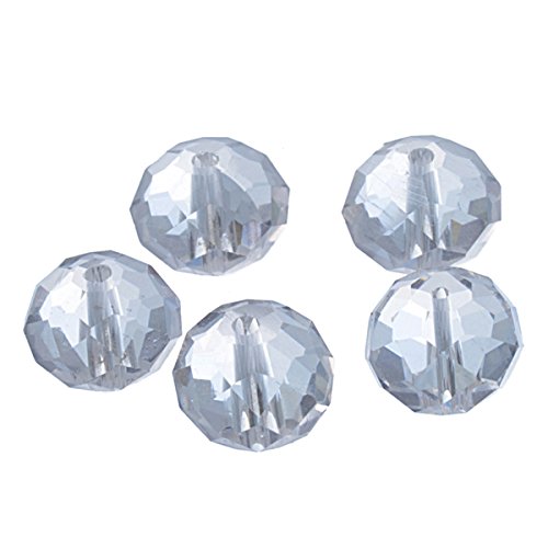 HOUSWEETY 50 Perles Verre Cristal Quartz Transp...