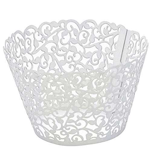 Carrie BB - pour Cuisine Carrie BB - Lot de 25 Papiers Emballages Evidé à Cupcakes Gâteau Caissettes Décoration pr Fête Mariage (Fleurs Beige) 0701304122527 (0701304122527)