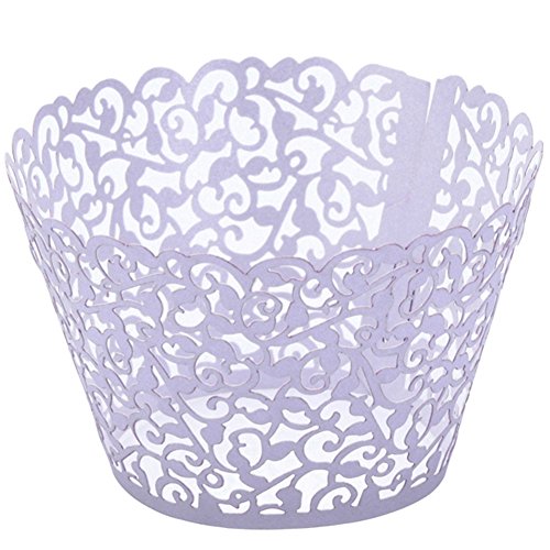Carrie BB - pour Cuisine Carrie BB - Lot de 25 Papiers Emballages Evidé à Cupcakes Gâteau Caissettes Décoration pr Fête Mariage (Fleurs Lilas) 0701304122565 (0701304122565)