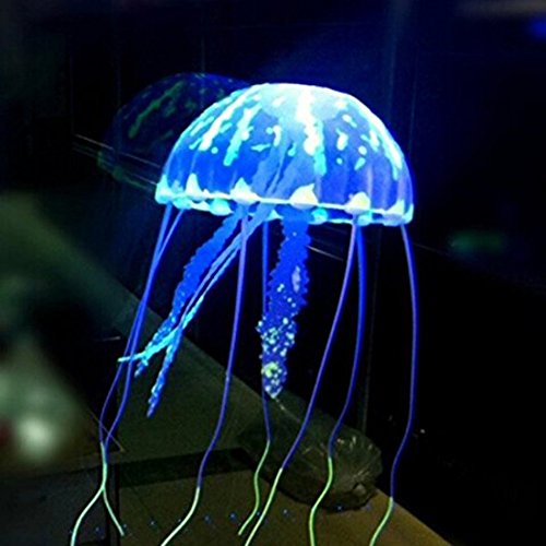 Yinweiwei Glowing Lumiere Aquarium Méduse Artificielle Decoration Artificial Jellyfish Pour Poisson Tank (Bleu) 0701470884670 (0701470884670)