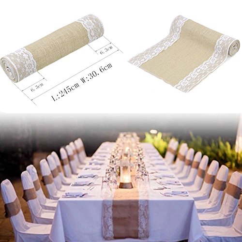 Chemin de table burlap nappes decoration mariag...