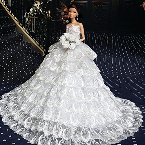 Fashion handmade robe de mariée pour la poupée ...