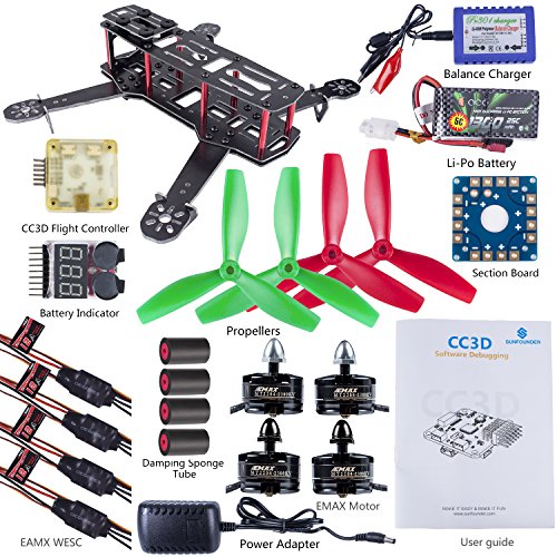 250mm fpv quadcopter drone frame kit cc3d contr...