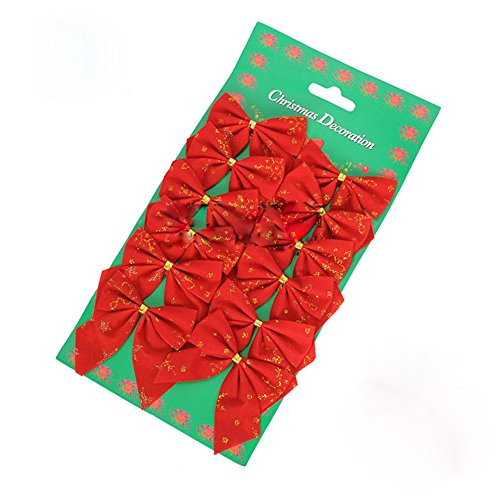 Décoration de Noël dorant flocage nœud à deux boucles Arbre de Noël Décoration Suspendue ensemble de 12 0701807535732 doublebulls décor