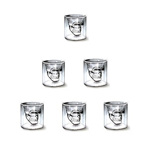 6 × verre à vin skull head 75ml forme de crâne ...