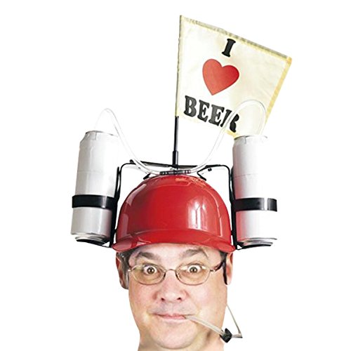 Casque à boire et petit drapeau I Love Beer bleu