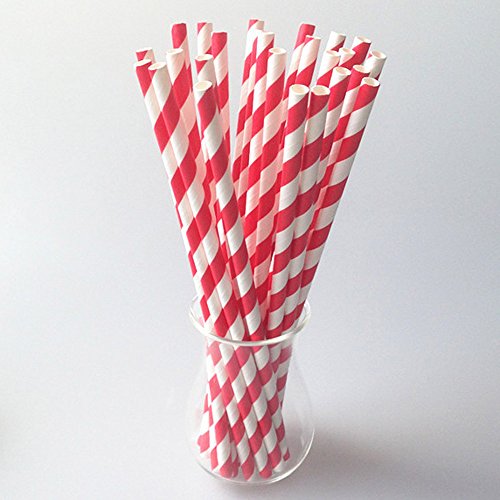 Rouge rayé pailles en papier pour décoration de...