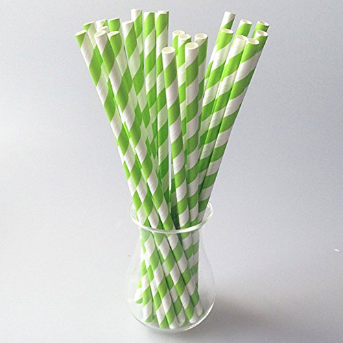 Risingmed Paille en Papier Vert en Rayure 19,7 ...