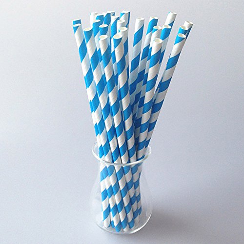 Generic Bleu marine/rayures Pailles en Papier p...