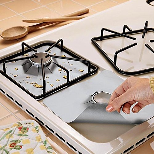 4pcs réutilisable silver cuisinière à gaz prote...