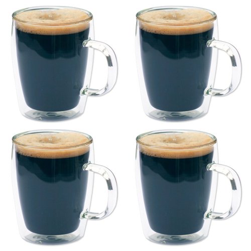 Molmo 4 x Double Wall Glass Thermo Bistro Mugs - Coffee / Tea - 10oz / 300ml - SALE PRICE! by Molmo code EAN 0702811553569 