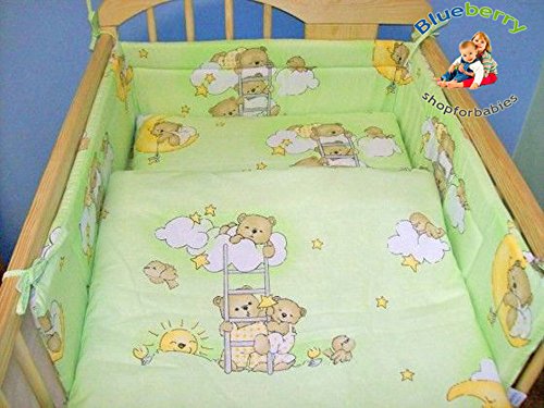 Tour de lit pour lit d'enfant motif ours vert 3...