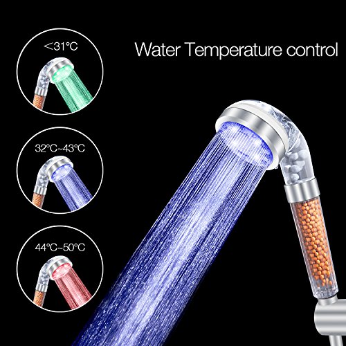 Iyowin Douchette lumineuse contrôlée par la température,pomme de douche à led sans piles,purifiant et économisant de l'eau,résistant à la corrosion,vous offre une expérience de spa luxueux. [classe énergétique a+] 0702840180552 (0702840180552)