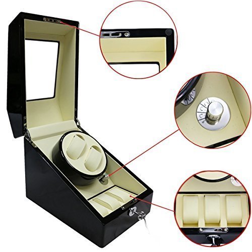 Kingzer Boite 5 montres remontoir automatique ecrin à montre (moteur silencieux et vitrine transparente) 0702865340368 (0702865340368)