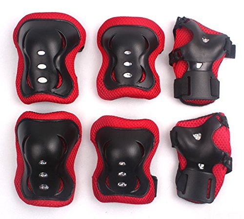 Eruner eruner Rouleau Kid Patinage de poignet Coude Genouillères Gear pour 3-9 ans (Lot de 6) Noir/rouge 0702877913505 (0702877913505)