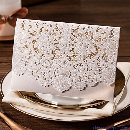 GL Découpe laser Blanc luxe de fabrication d'invitation de mariage Motif fleur (lot de 15) 0703327775803 (0703327775803)
