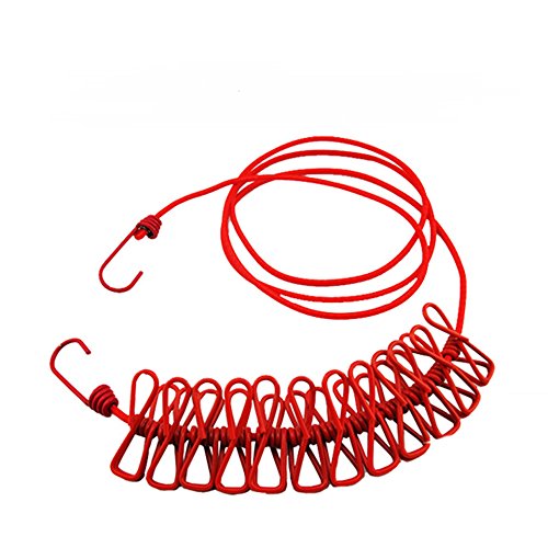 G-beanbang Corde à linge flexible avec 12 Pinces enduites, 180-380 cm -  Rouge - Taille unique 0703510036810 (0703510036810)