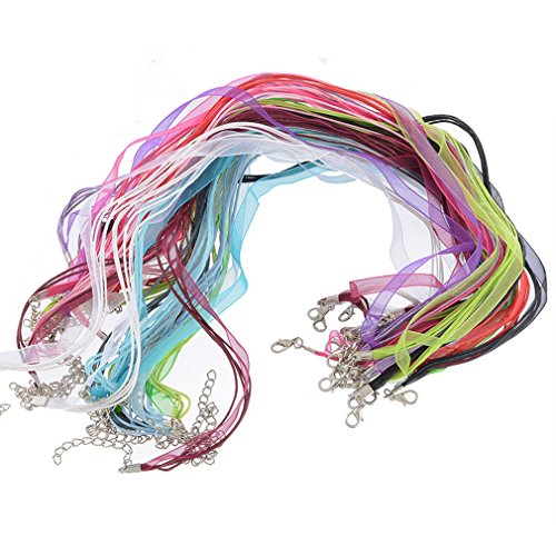 Mixte organza cordon colliers avec fermoirs mousquetons lot de 24pcs 0703510842961 Souarts