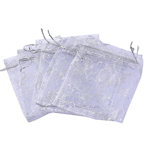 Souarts Godagoda Blanc Organza Sachets Cadeau Bijoux avec Motif Feuille 10x12cm Lot de 25pcs code EAN 0703510847805 