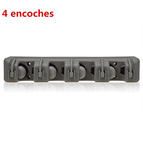 Porte balais mural avec 5 crochets 4 encoches p...