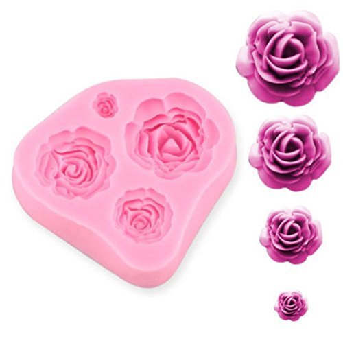 4 Taille Roses Fleur Silicone Moule chocolat Su...