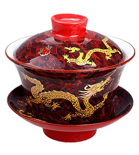Moyishi Chinese Porcelain Gaiwan Nice Red Dragon Tradition Sancai Tea Cup Tea Set Best Gift 0704280317079 (0704280317079)