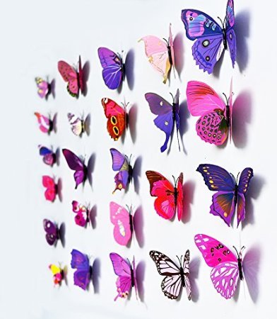 12 stickers Muraux de Papillons 3D Sticker Mura...