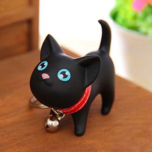 manyi MANYI Mignon Chat Chaton Tête Battante Cloche Porte Clé Keyring Pendentif enfant fille (Black) code EAN 0707948374186 