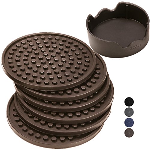 Enkore Dessous de verre en silicone - couleur marron - jeu de 6 avec support 0707989668046 (0707989668046)