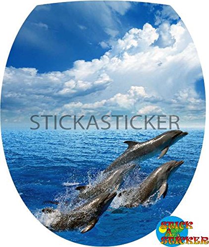 Sticker Autocollant Abattant WC Dauphins 35x42c...