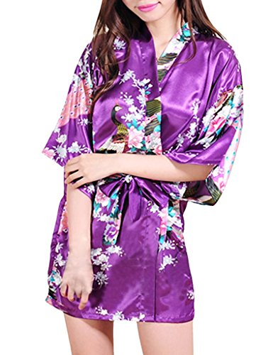 Robe de chambre de femme motif exotique paon fl...