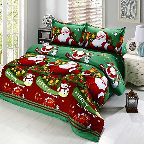 4pcs housse de couette père noël ensemble de li...
