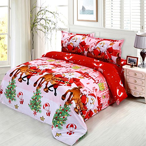 4pcs housse de couette père noël ensemble de li...