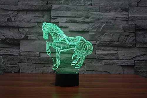 Generic Lampe Visualisation 3D incroyable Glow LED Night Light-Bulb cheval Art Sculpture allume en Produit Unique Effets lumineux Cartoon et Illusion optique incroyable Sept couleurs transforment code EAN 0708478741653 