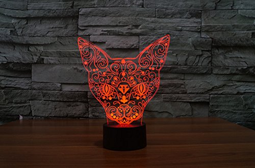 Generic Lampe Visualisation 3D incroyable Glow LED Night Light-Bulb chat Art Sculpture allume en Produit Unique Effets lumineux Cartoon et Illusion optique incroyable Sept couleurs transforment code EAN 0708478741806 