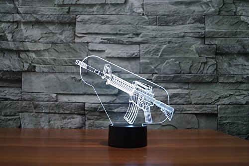 Generic Lampe Visualisation 3D incroyable Glow LED Night Light-Bulb pistolet Art Sculpture allume en Produit Unique Effets lumineux Cartoon et Illusion optique incroyable Sept couleurs transforment code EAN 0708478741844 