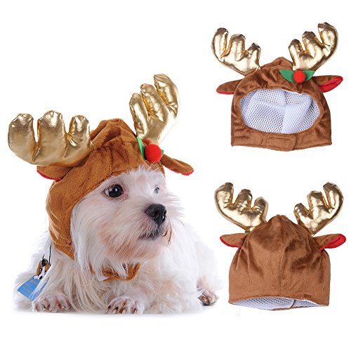 PUERI Chapeau bonnet cerf renne pour chien chat deguisement noël pour animal de compagnie, tour de tete 24cm 0709054224485 (0709054224485)