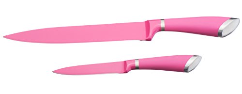 Kuuk Couteau de chef 20cm rose - acier inoxydable de première qualité, convient à un usage professionnel - fourni avec couteau éplucheur gratuit - garantie à vie 0709317658217 (0709317658217)