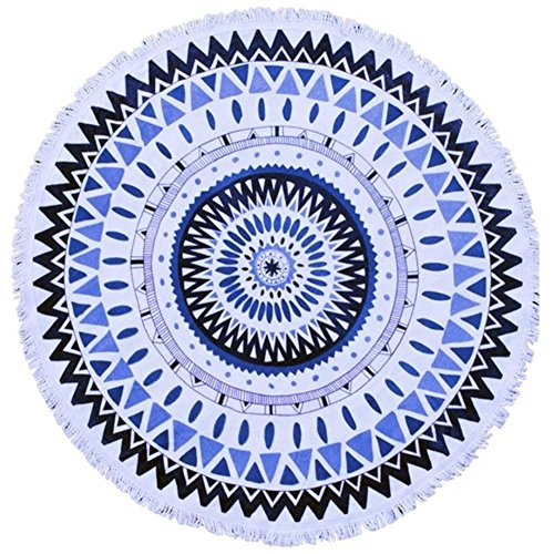 Zuoao Indien mandala tapisserie de plage ronde avec franges,serviette de plage super doux microfibre avec multi-usages, hippie tapis de yoga beach throw code EAN 0709615456294 
