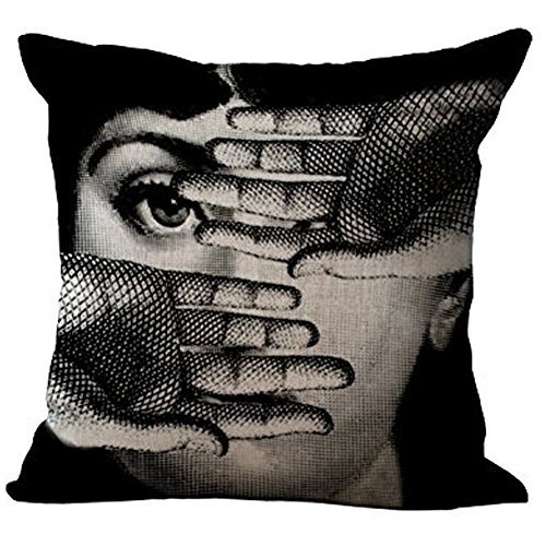 Silence Mask Silence Masque Vintage Piero fornasetti Maestro Canapé Taie d'oreiller Housse de coussin en coton et lin 45 x 45 cm, 010, 45x45 code EAN 0709889959675 